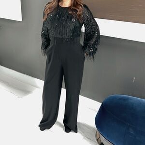 Eliza J Black Sequin Women's Jumpsuit